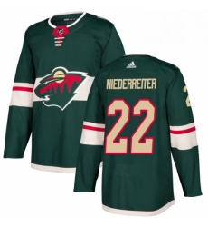 Mens Adidas Minnesota Wild 22 Nino Niederreiter Authentic Green Home NHL Jersey 