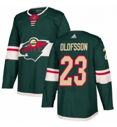 Mens Adidas Minnesota Wild 23 Gustav Olofsson Authentic Green Home NHL Jersey 