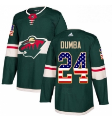 Mens Adidas Minnesota Wild 24 Matt Dumba Authentic Green USA Flag Fashion NHL Jersey 