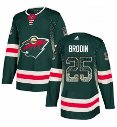 Mens Adidas Minnesota Wild 25 Jonas Brodin Authentic Green Drift Fashion NHL Jersey 