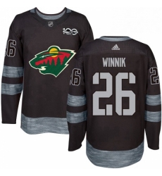 Mens Adidas Minnesota Wild 26 Daniel Winnik Authentic Black 1917 2017 100th Anniversary NHL Jersey 