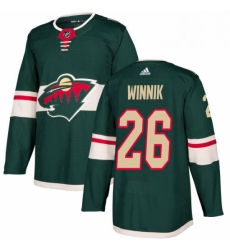 Mens Adidas Minnesota Wild 26 Daniel Winnik Authentic Green Home NHL Jersey 