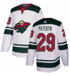 Mens Adidas Minnesota Wild 29 Greg Pateryn Authentic White Away NHL Jersey 
