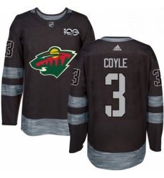 Mens Adidas Minnesota Wild 3 Charlie Coyle Authentic Black 1917 2017 100th Anniversary NHL Jersey 