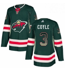 Mens Adidas Minnesota Wild 3 Charlie Coyle Authentic Green Drift Fashion NHL Jersey 