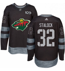 Mens Adidas Minnesota Wild 32 Alex Stalock Authentic Black 1917 2017 100th Anniversary NHL Jersey 