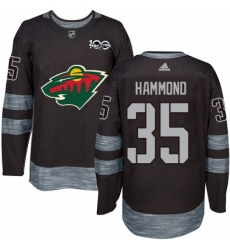 Mens Adidas Minnesota Wild 35 Andrew Hammond Authentic Black 1917 2017 100th Anniversary NHL Jersey 