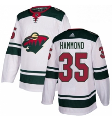 Mens Adidas Minnesota Wild 35 Andrew Hammond Authentic White Away NHL Jersey 