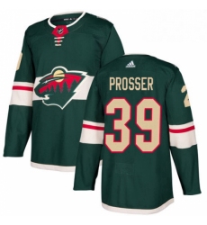 Mens Adidas Minnesota Wild 39 Nate Prosser Authentic Green Home NHL Jersey 