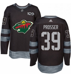 Mens Adidas Minnesota Wild 39 Nate Prosser Premier Black 1917 2017 100th Anniversary NHL Jersey 