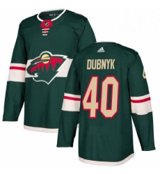 Mens Adidas Minnesota Wild 40 Devan Dubnyk Authentic Green Home NHL Jersey 