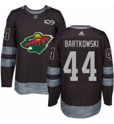 Mens Adidas Minnesota Wild 44 Matt Bartkowski Authentic Black 1917 2017 100th Anniversary NHL Jersey 