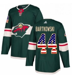 Mens Adidas Minnesota Wild 44 Matt Bartkowski Authentic Green USA Flag Fashion NHL Jersey 