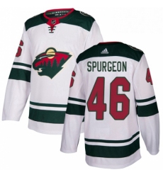Mens Adidas Minnesota Wild 46 Jared Spurgeon White Road Authentic Stitched NHL Jersey 
