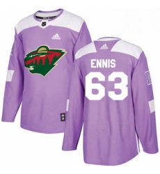 Mens Adidas Minnesota Wild 63 Tyler Ennis Authentic Purple Fights Cancer Practice NHL Jersey 