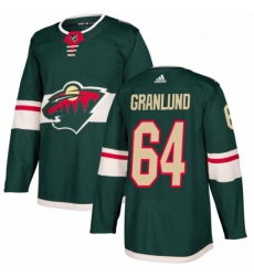 Mens Adidas Minnesota Wild 64 Mikael Granlund Authentic Green Home NHL Jersey 