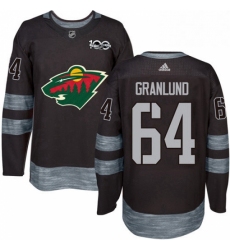 Mens Adidas Minnesota Wild 64 Mikael Granlund Premier Black 1917 2017 100th Anniversary NHL Jersey 