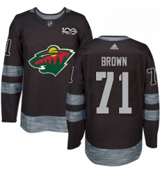 Mens Adidas Minnesota Wild 71 J T Brown Authentic Black 1917 2017 100th Anniversary NHL Jerse