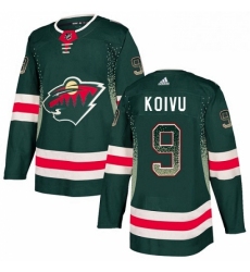 Mens Adidas Minnesota Wild 9 Mikko Koivu Authentic Green Drift Fashion NHL Jersey 