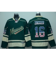 Minnesota Wild  #16 Jason Zucker Green USA Flag Fashion Stitched NHL Jersey