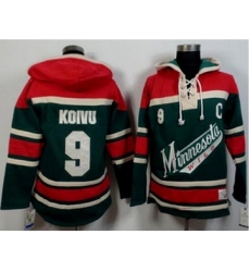 Minnesota Wild #9 Mikko Koivu Green Red Sawyer Hooded Sweatshirt Stitched NHL Jersey