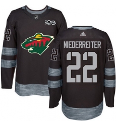 Wild #22 Nino Niederreiter Black 1917 2017 100th Anniversary Stitched NHL Jersey