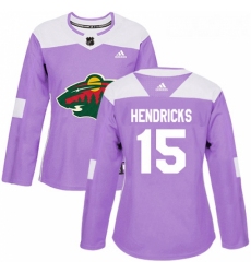 Womens Adidas Minnesota Wild 15 Matt Hendricks Authentic Purple Fights Cancer Practice NHL Jersey 