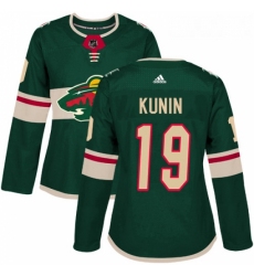 Womens Adidas Minnesota Wild 19 Luke Kunin Authentic Green Home NHL Jersey 