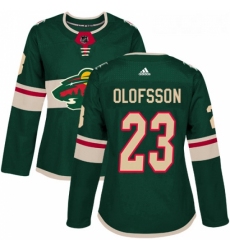 Womens Adidas Minnesota Wild 23 Gustav Olofsson Premier Green Home NHL Jersey 