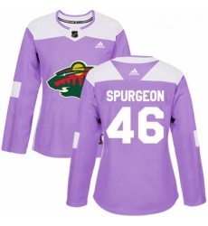 Womens Adidas Minnesota Wild 46 Jared Spurgeon Authentic Purple Fights Cancer Practice NHL Jersey 