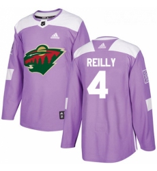 Youth Adidas Minnesota Wild 4 Mike Reilly Authentic Purple Fights Cancer Practice NHL Jersey 