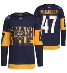 Men Nashville Predators 47 Michael Mccarron 2022 Navy Stadium Series Breakaway Player Stitched Jersey
