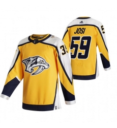 Men Nashville Predators 59 Roman Josi Yellow Adidas 2020 21 Reverse Retro Alternate NHL Jersey