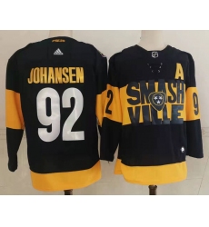 Men Nashville Predators 92 Ryan Johansen Black 2022 Stadium Series adidas Stitched NHL Jersey