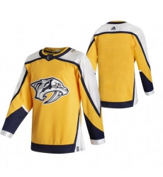Men Nashville Predators Blank Yellow Adidas 2020 21 Reverse Retro Alternate NHL Jersey