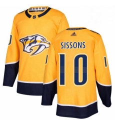 Mens Adidas Nashville Predators 10 Colton Sissons Authentic Gold Home NHL Jersey 