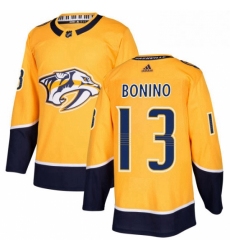 Mens Adidas Nashville Predators 13 Nick Bonino Authentic Gold Home NHL Jersey 