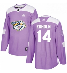 Mens Adidas Nashville Predators 14 Mattias Ekholm Authentic Purple Fights Cancer Practice NHL Jersey 