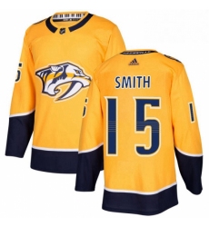 Mens Adidas Nashville Predators 15 Craig Smith Premier Gold Home NHL Jersey 