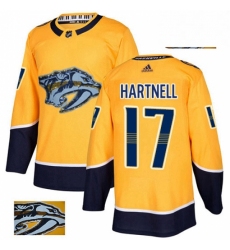 Mens Adidas Nashville Predators 17 Scott Hartnell Authentic Gold Fashion Gold NHL Jersey 