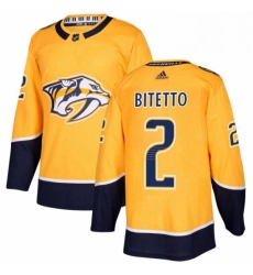 Mens Adidas Nashville Predators 2 Anthony Bitetto Authentic Gold Home NHL Jersey 