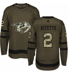 Mens Adidas Nashville Predators 2 Anthony Bitetto Authentic Green Salute to Service NHL Jersey 
