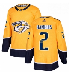 Mens Adidas Nashville Predators 2 Dan Hamhuis Premier Gold Home NHL Jersey 
