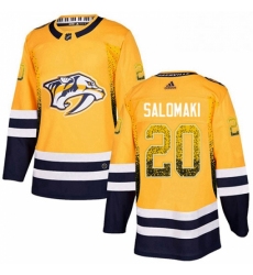 Mens Adidas Nashville Predators 20 Miikka Salomaki Authentic Gold Drift Fashion NHL Jersey 