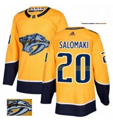 Mens Adidas Nashville Predators 20 Miikka Salomaki Authentic Gold Fashion Gold NHL Jersey 
