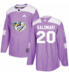 Mens Adidas Nashville Predators 20 Miikka Salomaki Authentic Purple Fights Cancer Practice NHL Jersey 