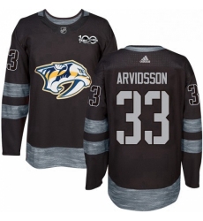Mens Adidas Nashville Predators 33 Viktor Arvidsson Authentic Black 1917 2017 100th Anniversary NHL Jersey 