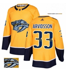 Mens Adidas Nashville Predators 33 Viktor Arvidsson Authentic Gold Fashion Gold NHL Jersey 