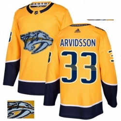 Mens Adidas Nashville Predators 33 Viktor Arvidsson Authentic Gold Fashion Gold NHL Jersey 