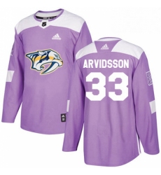 Mens Adidas Nashville Predators 33 Viktor Arvidsson Authentic Purple Fights Cancer Practice NHL Jersey 